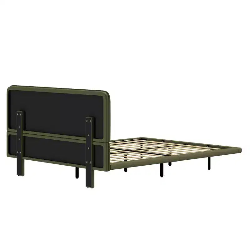 Floating Platform Bed with LED Lights and PU Leather Upholstery