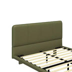 Floating Platform Bed with LED Lights and PU Leather Upholstery
