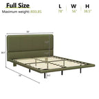 Floating Platform Bed with LED Lights and PU Leather Upholstery
