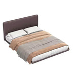 Floating Platform Bed with LED Lights and PU Leather Upholstery