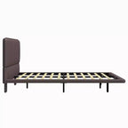 Floating Platform Bed with LED Lights and PU Leather Upholstery