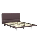 Floating Platform Bed with LED Lights and PU Leather Upholstery