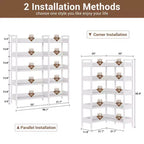 65.8in L-Shaped 5-Tier Convertible Corner Bookshelf with Metal Frame