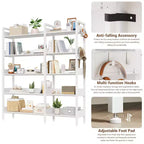 65.8in L-Shaped 5-Tier Convertible Corner Bookshelf with Metal Frame