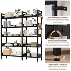 65.8in L-Shaped 5-Tier Convertible Corner Bookshelf with Metal Frame