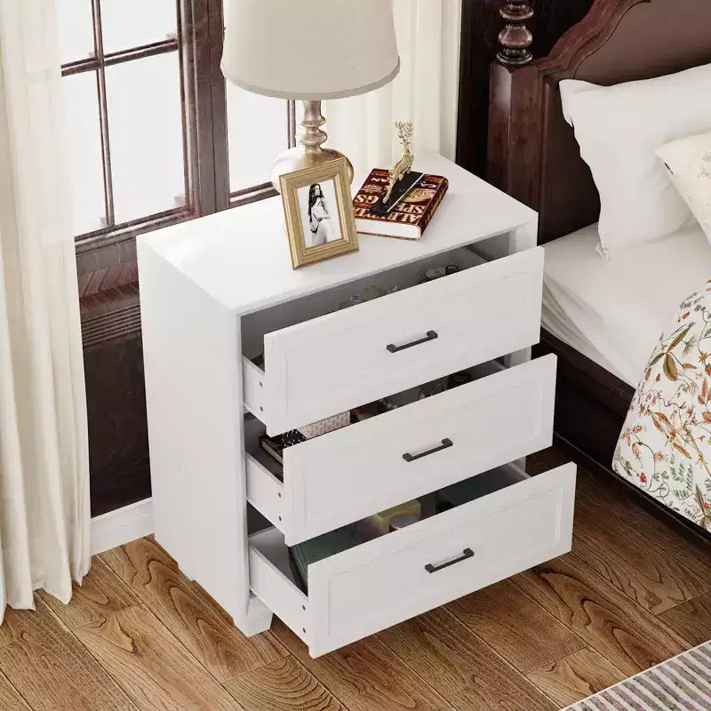 3-Drawer Nightstand with Vintage Wood Finish