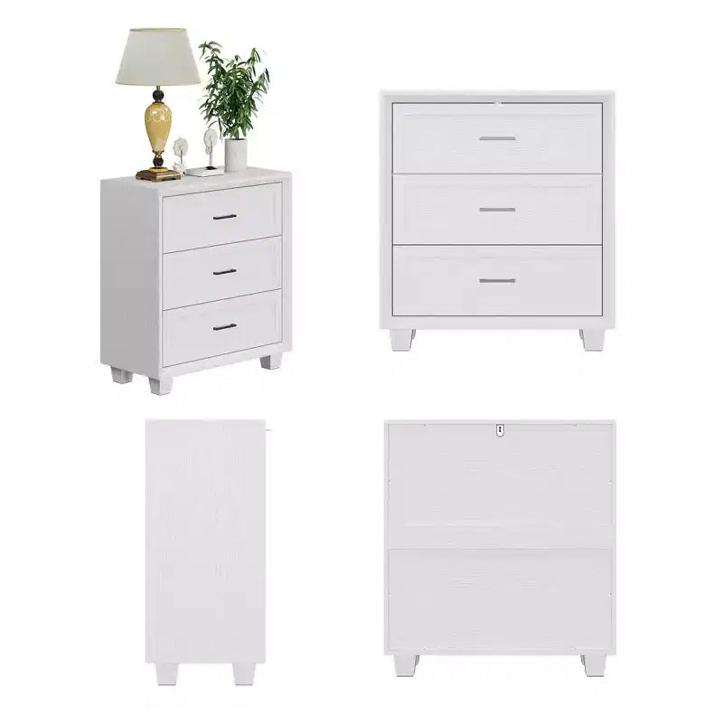 3-Drawer Nightstand with Vintage Wood Finish