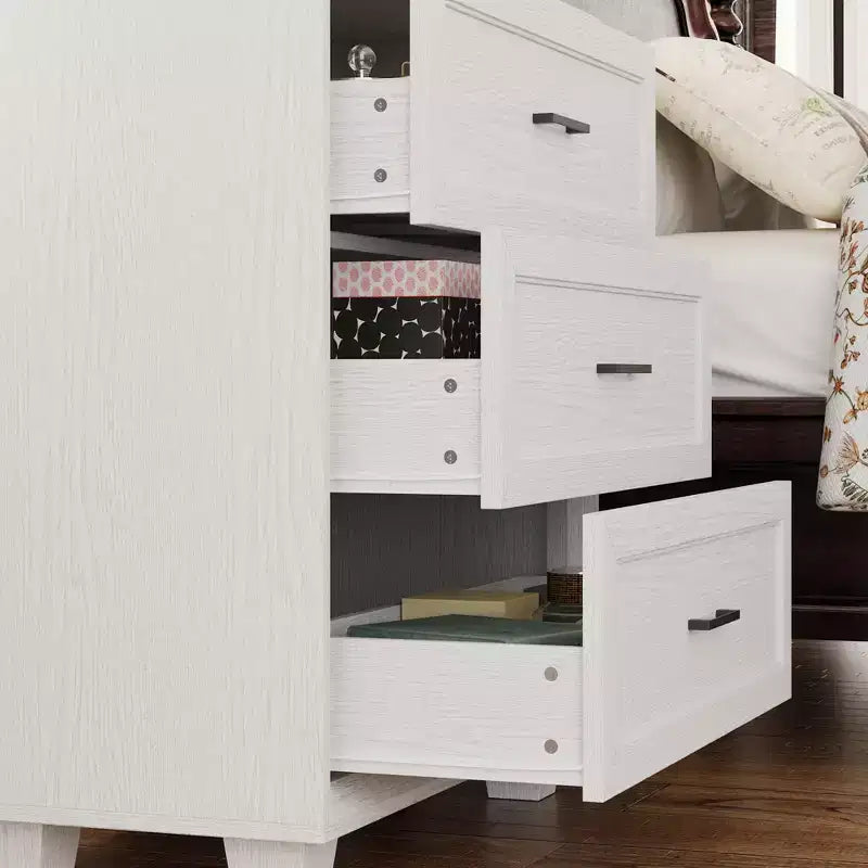 3-Drawer Nightstand with Vintage Wood Finish