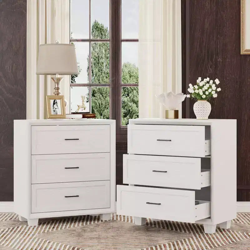 3-Drawer Nightstand with Vintage Wood Finish