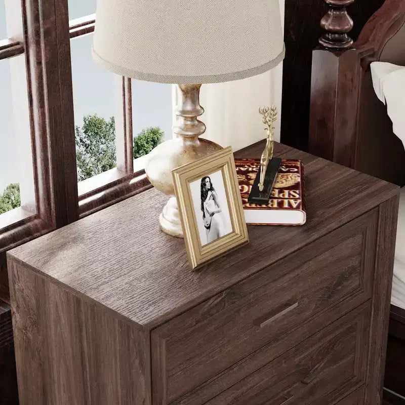 3-Drawer Nightstand with Vintage Wood Finish