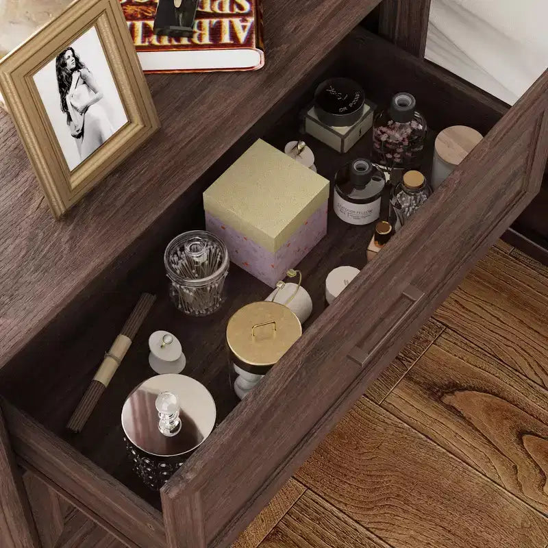 3-Drawer Nightstand with Vintage Wood Finish