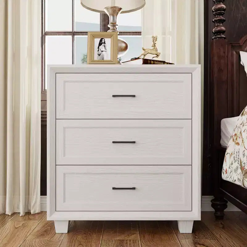 3-Drawer Nightstand with Vintage Wood Finish