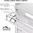 48.4" White Shoe Cabinet with 4 Flip Drawers and Metal Legs