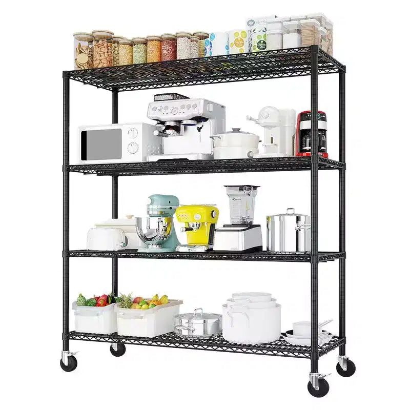 Heavy Duty Steel Wire Shelving Unit with Wheels – 4 Tiers, 2500 lbs Capacity