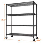 Heavy Duty Steel Wire Shelving Unit with Wheels – 4 Tiers, 2500 lbs Capacity