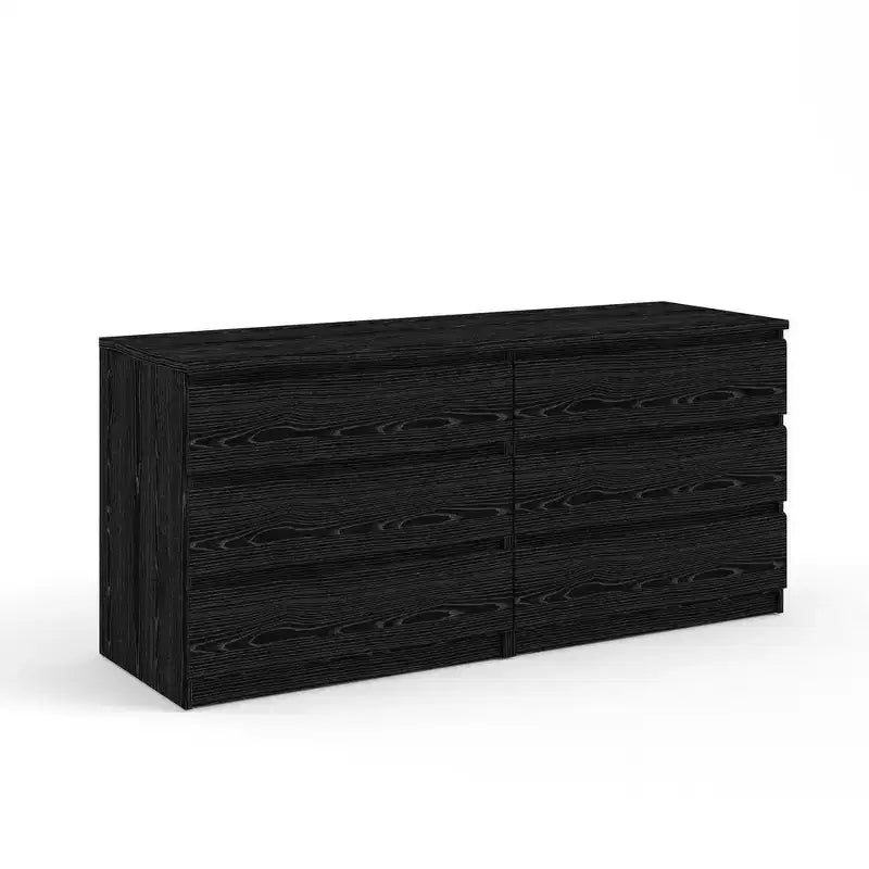 6-Drawer Double Dresser, Black Wood Grain
