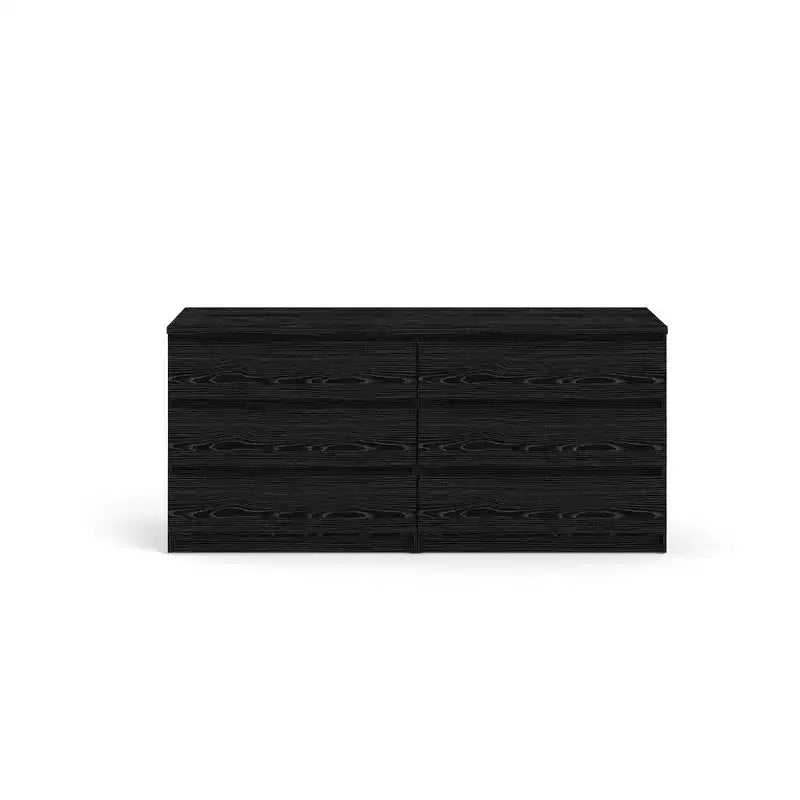 6-Drawer Double Dresser, Black Wood Grain