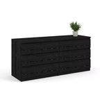 6-Drawer Double Dresser, Black Wood Grain
