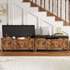 39" Storage Bench with Cushion Seat and Safety Hinges – Entryway & Bedroom Shoe Organizer