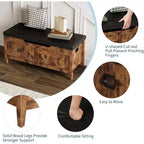 39" Storage Bench with Cushion Seat and Safety Hinges – Entryway & Bedroom Shoe Organizer
