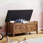 39" Storage Bench with Cushion Seat and Safety Hinges – Entryway & Bedroom Shoe Organizer