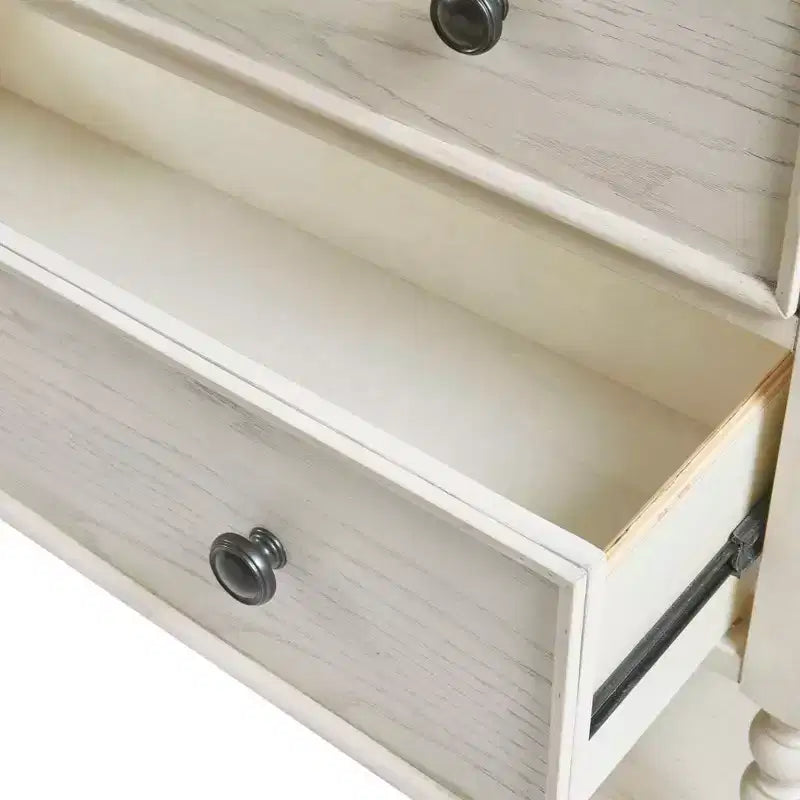 Farmhouse Solid Wood 2-Drawer Accent Chest with Shelf