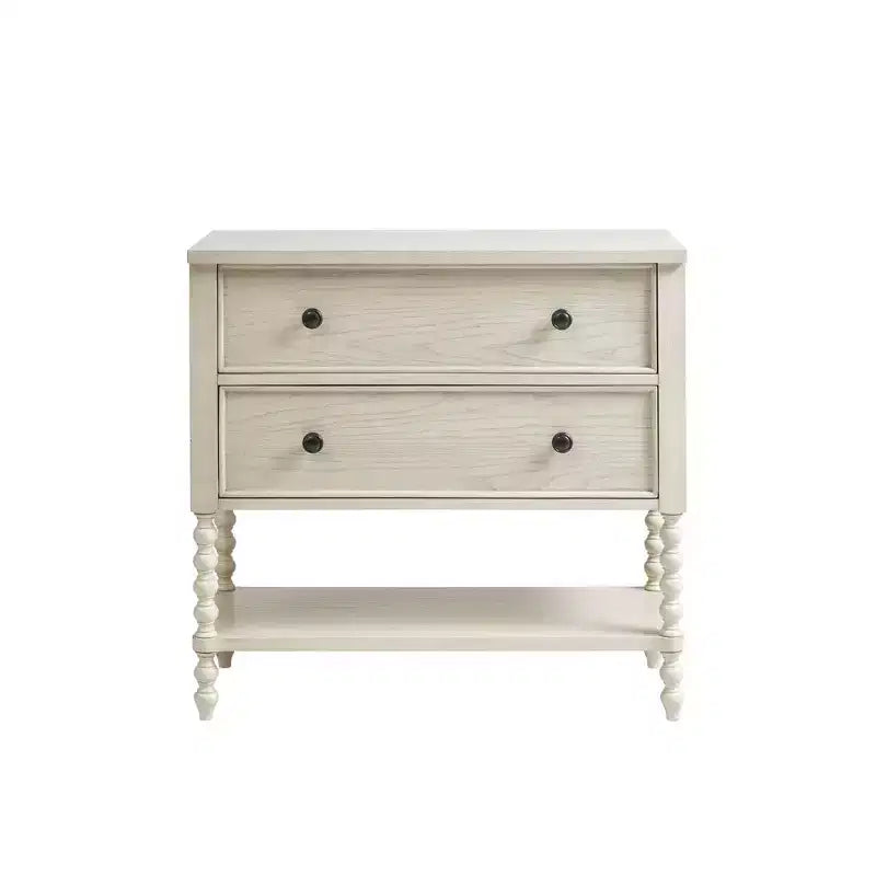 Farmhouse Solid Wood 2-Drawer Accent Chest with Shelf