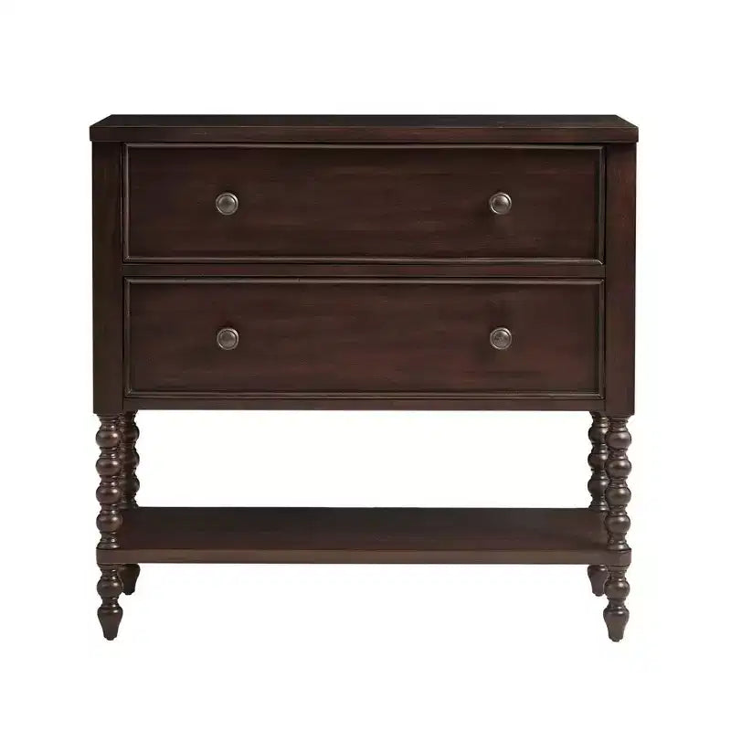 Farmhouse Solid Wood 2-Drawer Accent Chest with Shelf