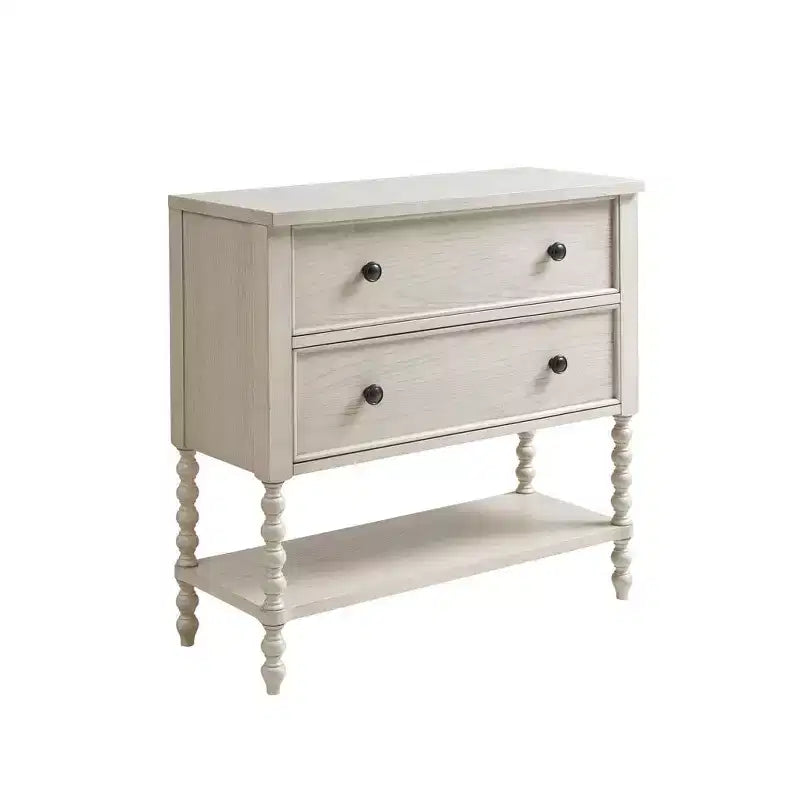Farmhouse Solid Wood 2-Drawer Accent Chest with Shelf