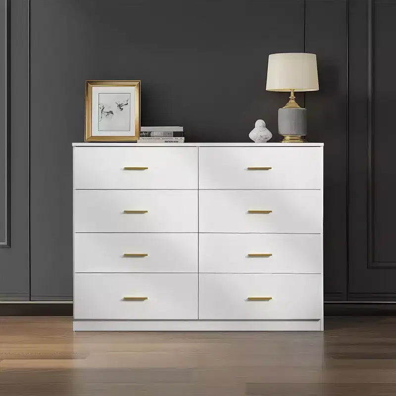 8/9-Drawer Dresser with Gold Handles – Wide Bedroom Storage Chest