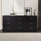 8/9-Drawer Dresser with Gold Handles – Wide Bedroom Storage Chest