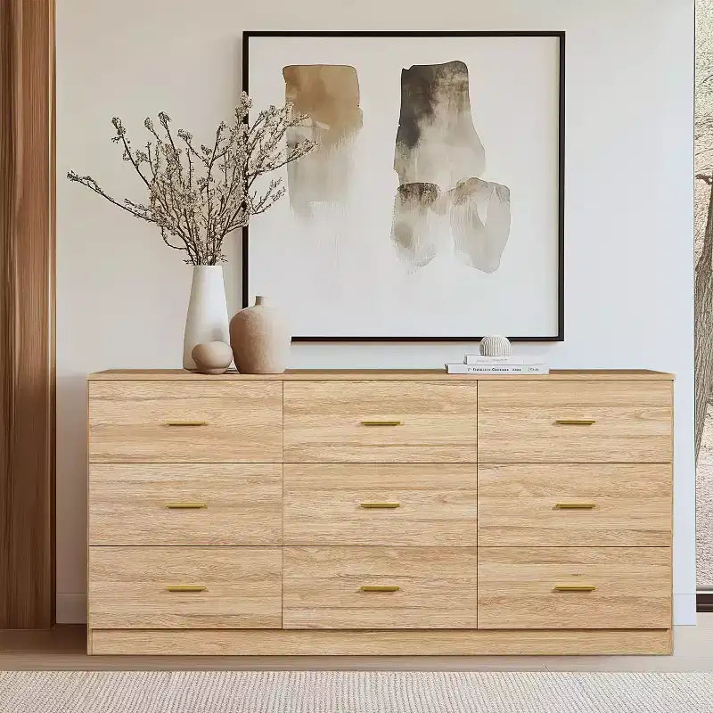 8/9-Drawer Dresser with Gold Handles – Wide Bedroom Storage Chest