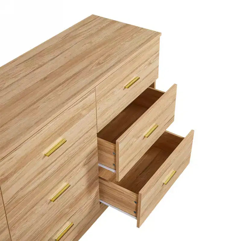 8/9-Drawer Dresser with Gold Handles – Wide Bedroom Storage Chest