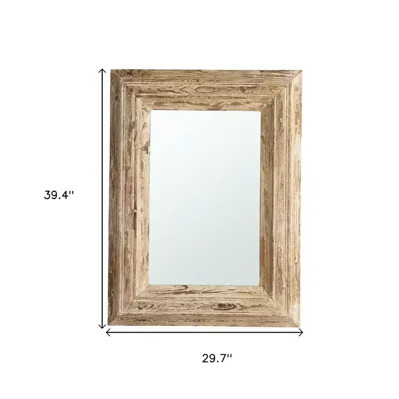 39" Natural Distressed Wood Framed Accent Mirror