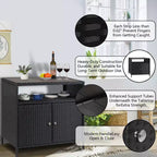Outdoor Patio Bar Table with Storage Cabinet