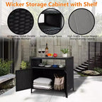 Outdoor Patio Bar Table with Storage Cabinet