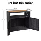 Outdoor Patio Bar Table with Storage Cabinet