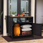 Outdoor Patio Bar Table with Storage Cabinet