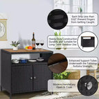 Outdoor Patio Bar Table with Storage Cabinet