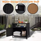 Outdoor Patio Bar Table with Storage Cabinet