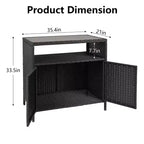 Outdoor Patio Bar Table with Storage Cabinet
