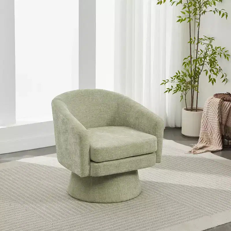 Contemporary 360 Swivel Chenille Upholstered Accent Chair with Cushion