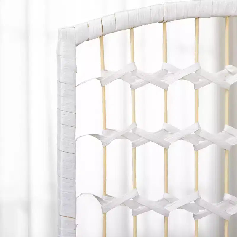 4 Panel Folding Room Divider - Bamboo Frame, White