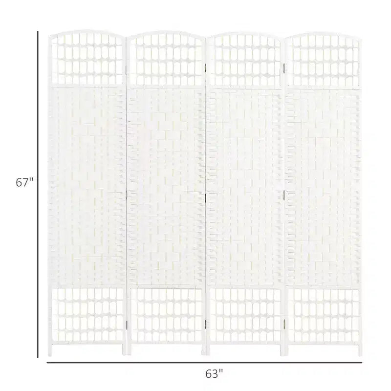4 Panel Folding Room Divider - Bamboo Frame, White