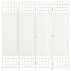 4 Panel Folding Room Divider - Bamboo Frame, White