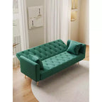 Love Seat Velvet Sofa Bed for Small Spaces - Green