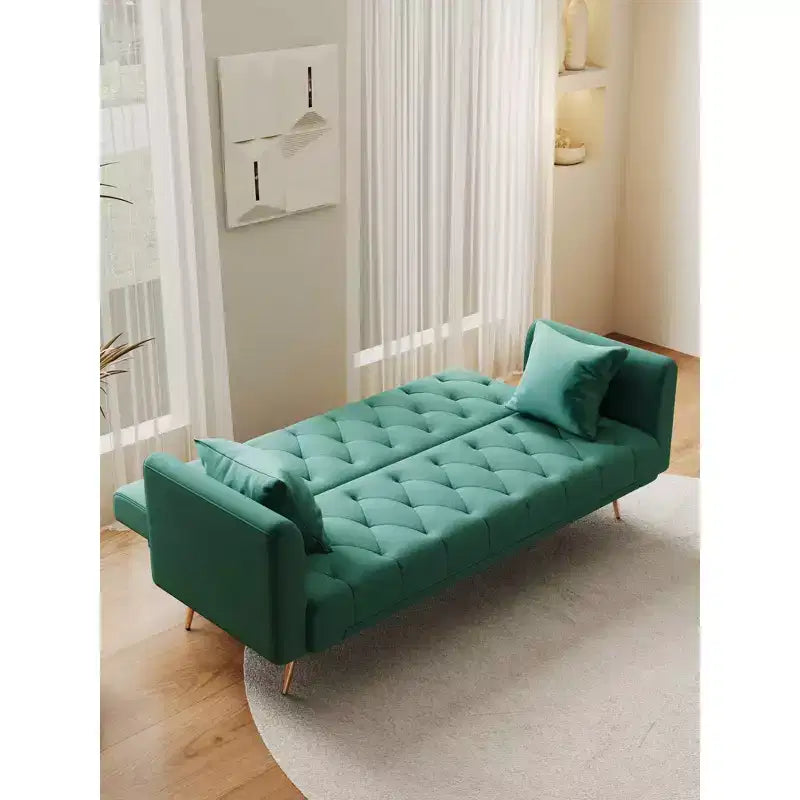 Love Seat Velvet Sofa Bed for Small Spaces - Green