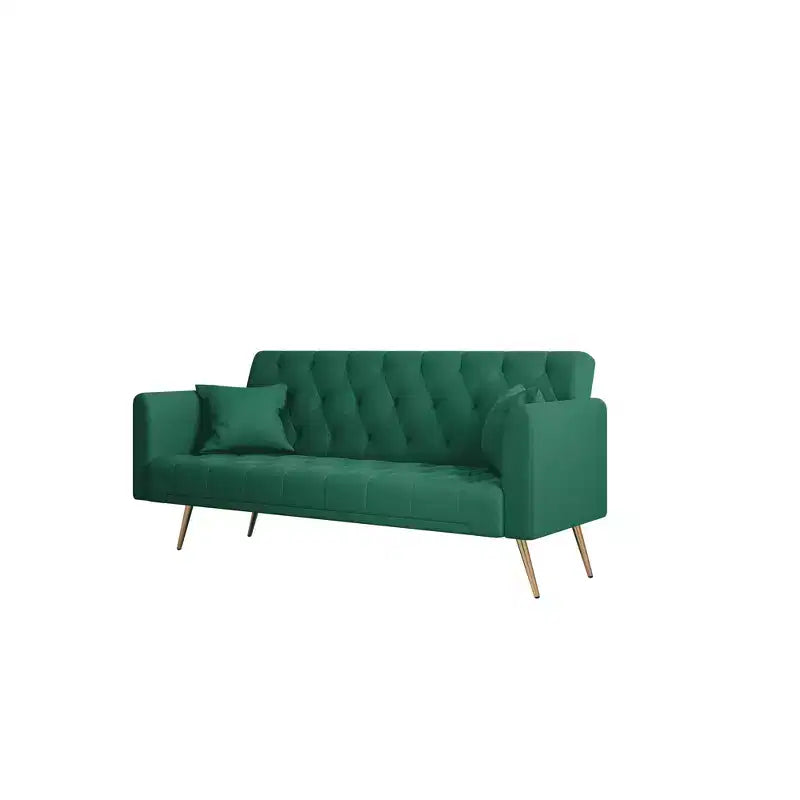 Love Seat Velvet Sofa Bed for Small Spaces - Green