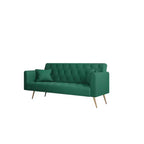Love Seat Velvet Sofa Bed for Small Spaces - Green