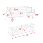 Love Seat Velvet Sofa Bed for Small Spaces - Green